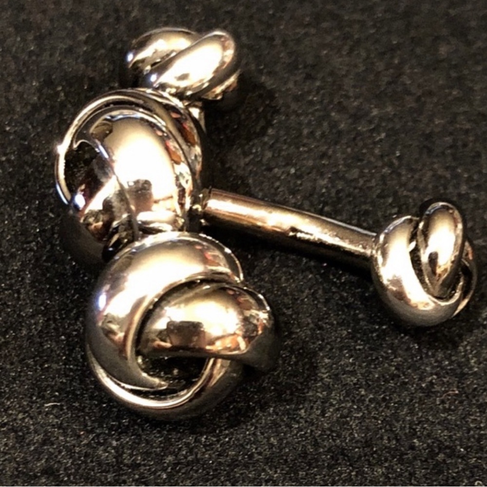 Brooks Brothers Classic Sterling Silver Double Love Knot Fixed Back Cuff Links